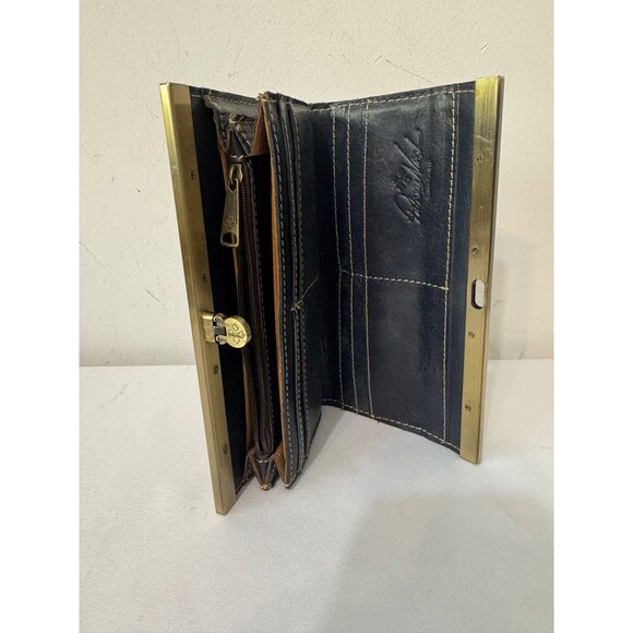 PATRICIA NASH CAUCHY  ITALIAN LEATHER TOP FRAME WALLET/CLUTCH - Picture 7 of 11